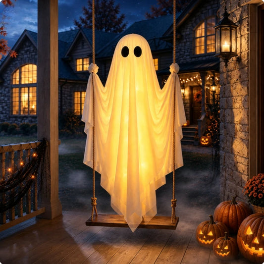Haunted Swinging Ghost™ – Light-Up Halloween Porch Decoration